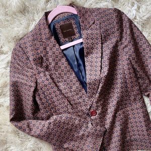 Limited Silk Foulard Blazer Red Blue Size S